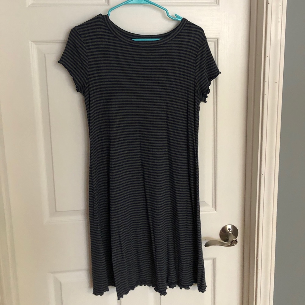 Green and blue striped dress